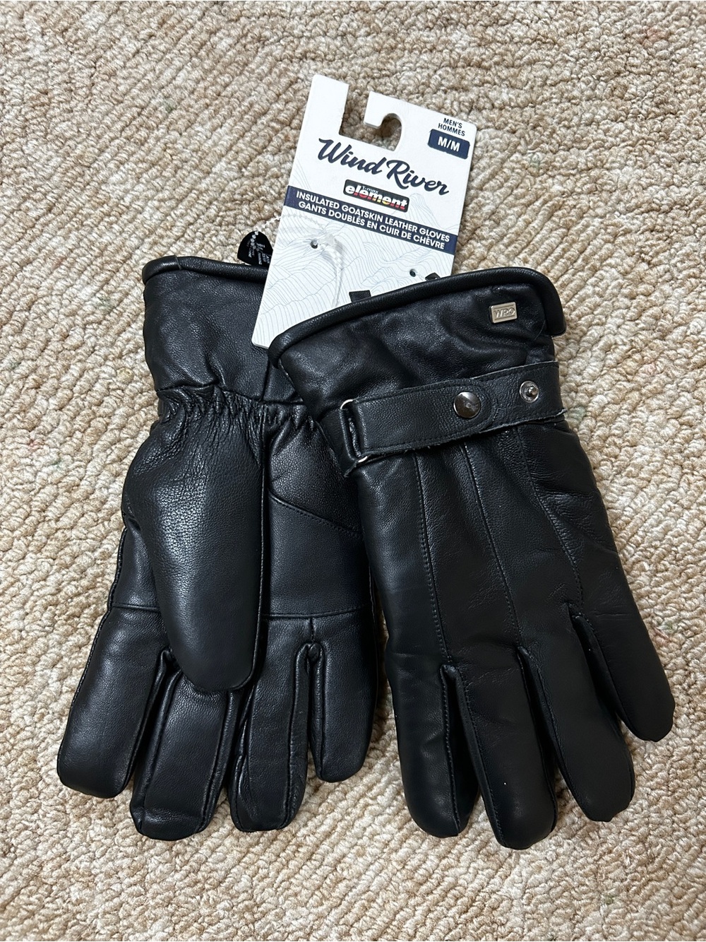 WindRiver Men’s Black Insulated Goatskin Leather Gloves